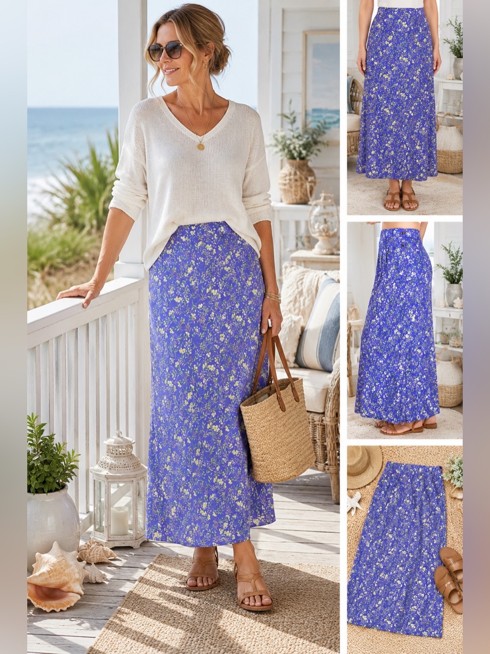 Vintage Christopher & Banks Floral Maxi Skirt Size 12 Purple Y2K coastal grandma